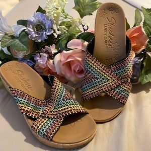 Skechers Wedge Slip-on Sandals. Size 6